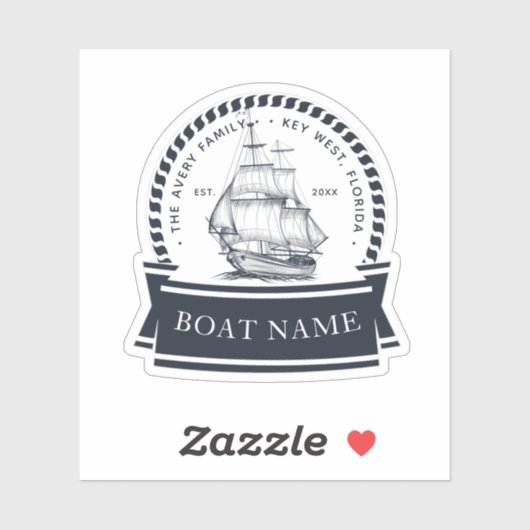 Moderne Nautical Personalized Boat Sticker (Vel)