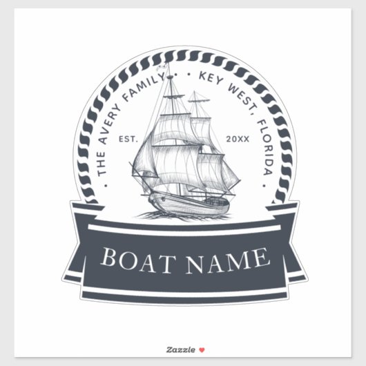 Moderne Nautical Personalized Boat Sticker (Vel)