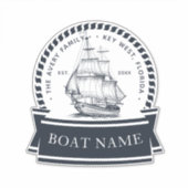 Moderne Nautical Personalized Boat Sticker (Voorkant)