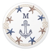 Moderne Nautical Photo Navy Blue Tan Starfish Keramische Knop (Voorkant)
