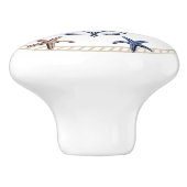 Moderne Nautical Photo Navy Blue Tan Starfish Keramische Knop (Zijkant)
