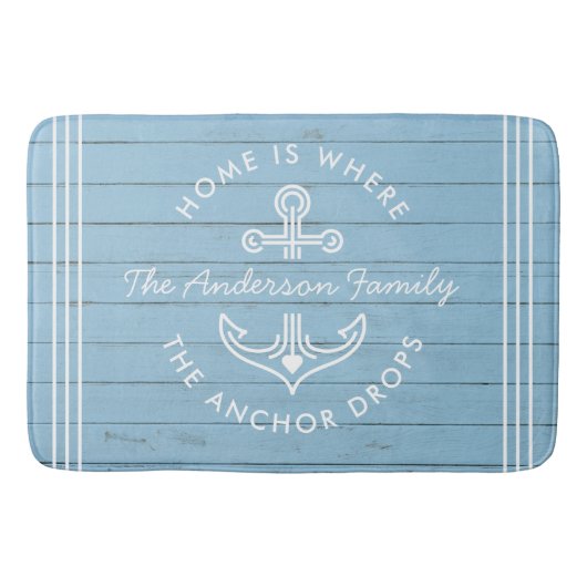 Moderne Nautical Quote Aangepaste familienaam Drif Badmat (Voorkant)