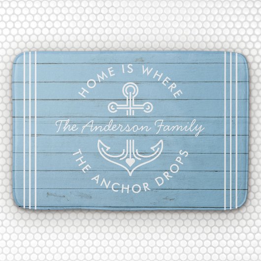 Moderne Nautical Quote Aangepaste familienaam Drif Badmat