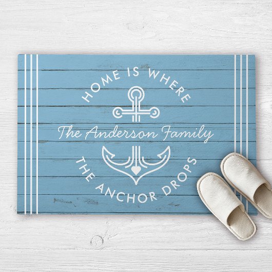 Moderne Nautical Quote Aangepaste familienaam Drif Deurmat