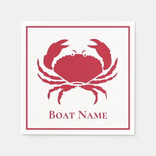 Moderne Nautical Red Crab op wit design Servet (Voorkant)