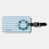 Moderne Nautical Sailor Lifebelt, Stripes Bagagelabel (Voorkant horizontaal)