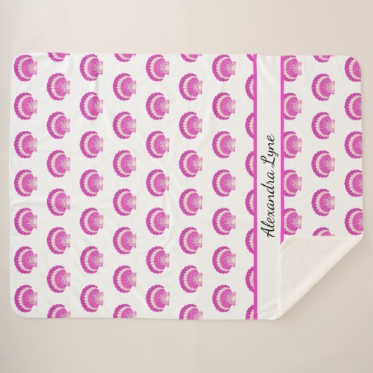 Moderne Nautical Seashell Roze Shell Beach Patroon Sherpa Deken (Voorkant (horizontaal))