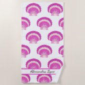 Moderne Nautical Seashell Roze Shell Beach Strandlaken (Voorkant)