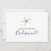 Moderne Nautical Starfish Bridesmaid proposal Kaar Kaart (Voorkant)