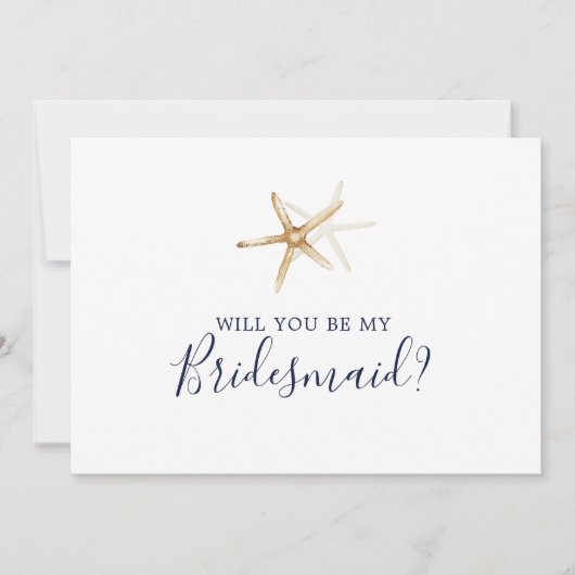 Moderne Nautical Starfish Bridesmaid proposal Kaar Kaart (Voorkant)