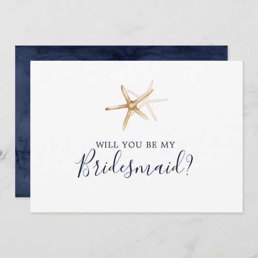 Moderne Nautical Starfish Bridesmaid proposal Kaar Kaart (Voorkant / Achterkant)
