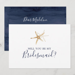 Moderne Nautical Starfish Bridesmaid proposal Kaar Kaart