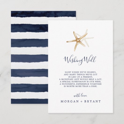 Moderne Nautical Starfish Wedding Well Kaart (Voorkant / Achterkant)