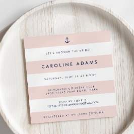 Moderne Nautical Stripe Blush & Navy Vrijgezellenf Kaart