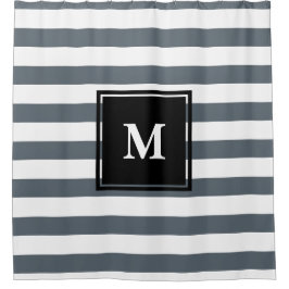 Moderne Nautical Thick White & Grey Stripes Douchegordijn