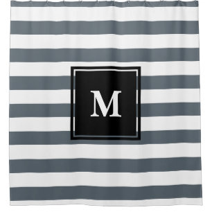 Moderne Nautical Thick White & Grey Stripes Douchegordijn