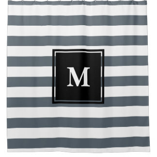 Moderne Nautical Thick White & Grey Stripes Douchegordijn