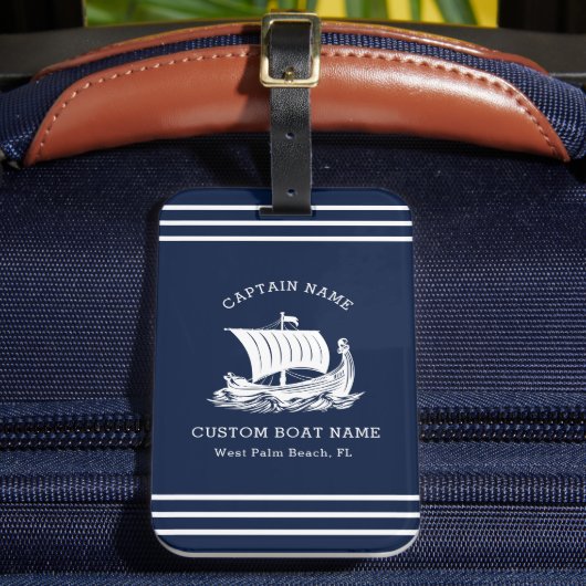 Moderne nautische aangepaste bootnaam en Logo Bagagelabel (Voorkant Insitu 2)