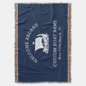 Moderne nautische aangepaste bootnaam en Logo Deken (Voorkant Verticaal)