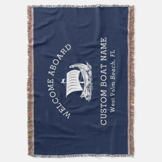Moderne nautische aangepaste bootnaam en Logo Deken (Voorkant Verticaal)