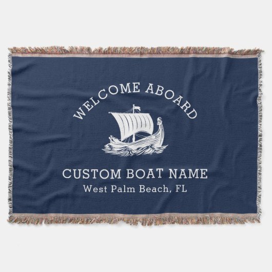 Moderne nautische aangepaste bootnaam en Logo Deken (Voorkant)