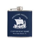 Moderne nautische aangepaste bootnaam en Logo Heupfles (Voorkant)