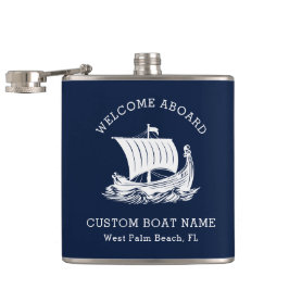 Moderne nautische aangepaste bootnaam en Logo Heupfles