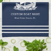 Moderne nautische aangepaste bootnaam en Logo Theedoek (Gevouwen)