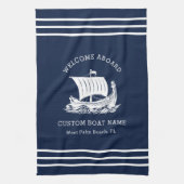 Moderne nautische aangepaste bootnaam en Logo Theedoek (Verticaal)