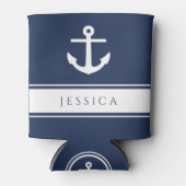 Moderne nautische anker aangepaste naam marine bla blikjeskoeler (Voorkant)