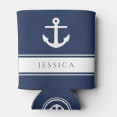 Moderne nautische anker aangepaste naam marine bla blikjeskoeler (Achterkant)