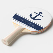 Moderne nautische anker aangepaste naam marine bla tafeltennisbatje (Voorkant Gekanteld)