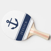 Moderne nautische anker aangepaste naam marine bla tafeltennisbatje (Zijkant)