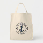 Moderne Nautische Anker Boot Naam Custom Boating Tote Bag (Voorkant)
