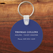 Moderne nautische anker bootnaam wit blauw sleutelhanger (Achterkant)