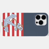 Moderne nautische anker gestreept blauw en rood sc Case-Mate iPhone case (Achterkant (horizontaal))
