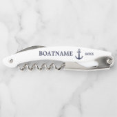 Moderne nautische anker marine blauw wit aangepast kurkentrekker (Achterkant)