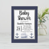 Moderne nautische ankers en  Baby shower Kaart (Staand voorkant)