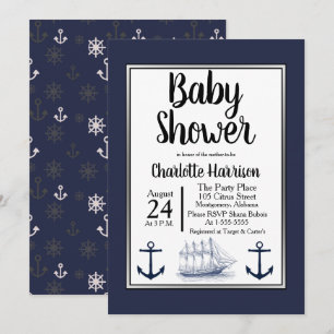 Moderne nautische ankers en  Baby shower Kaart