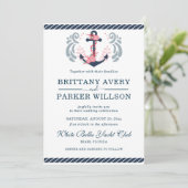 Moderne nautische bruiloft anker kaart (Staand voorkant)