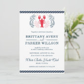 Moderne nautische bruiloft krab kaart (Staand voorkant)