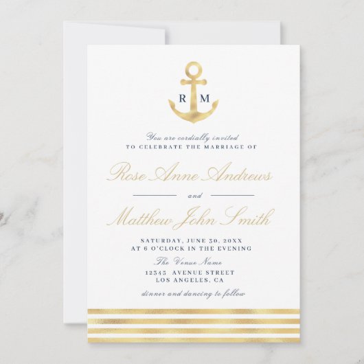 Moderne nautische bruiloft uitnodiging (Voorkant)