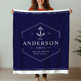 Moderne Nautische Familie Anker Boot Zeilschip Str Fleece Deken