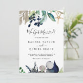 Moderne nautische | Green Elopement Aankondiging (Staand voorkant)