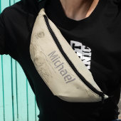 Moderne  nautische kaart Monogram Wereldkaart Heuptasje