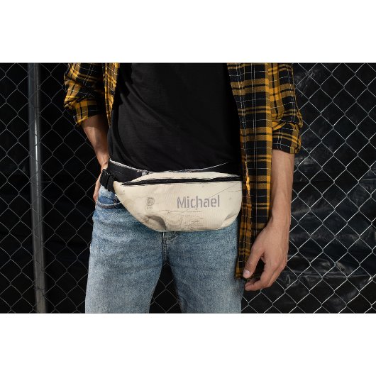 Moderne  nautische kaart Monogram Wereldkaart Heuptasje