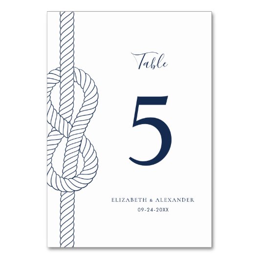 Moderne nautische knoop touw bruiloft kaart (Achterkant)