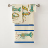 Moderne Nautische Kreeft Badkamer Ocean Blue Bath Bad Handdoek (Insitu)