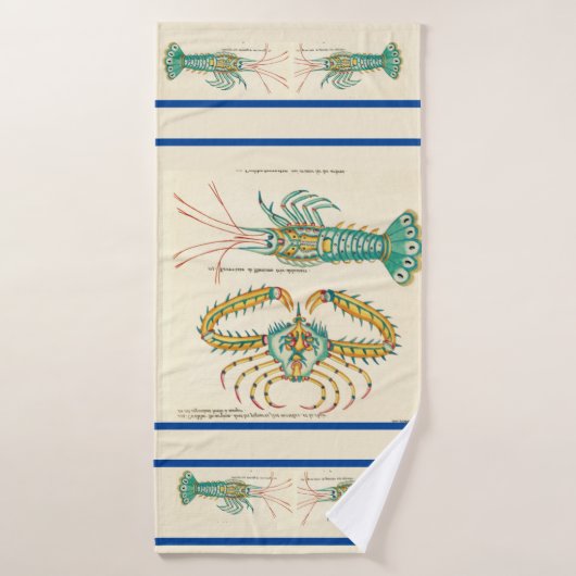 Moderne Nautische Kreeft Badkamer Ocean Blue Bath Bad Handdoek (Badhanddoek)