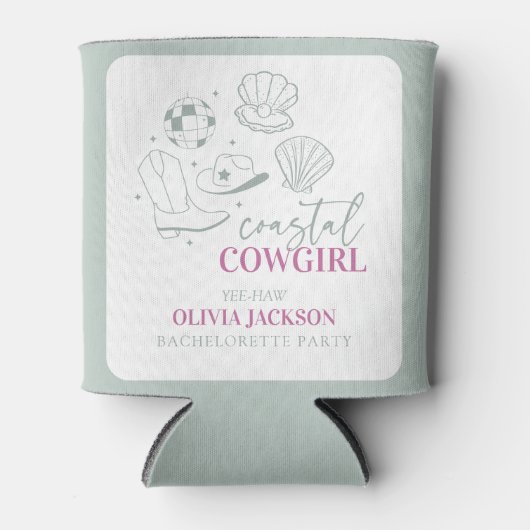 Moderne nautische kust Cowgirl Bachelorette Party Blikjeskoeler (Voorkant)